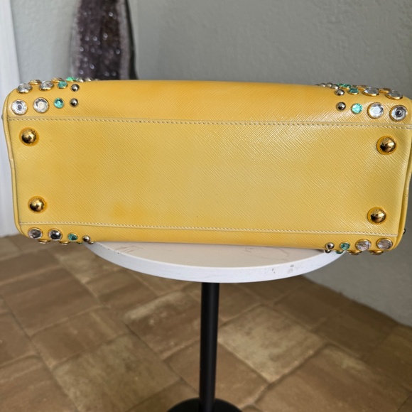 Prada Large Pyramid Top Handle Studded Vernice Saffiano Leather Handbag - Picture 15 of 15